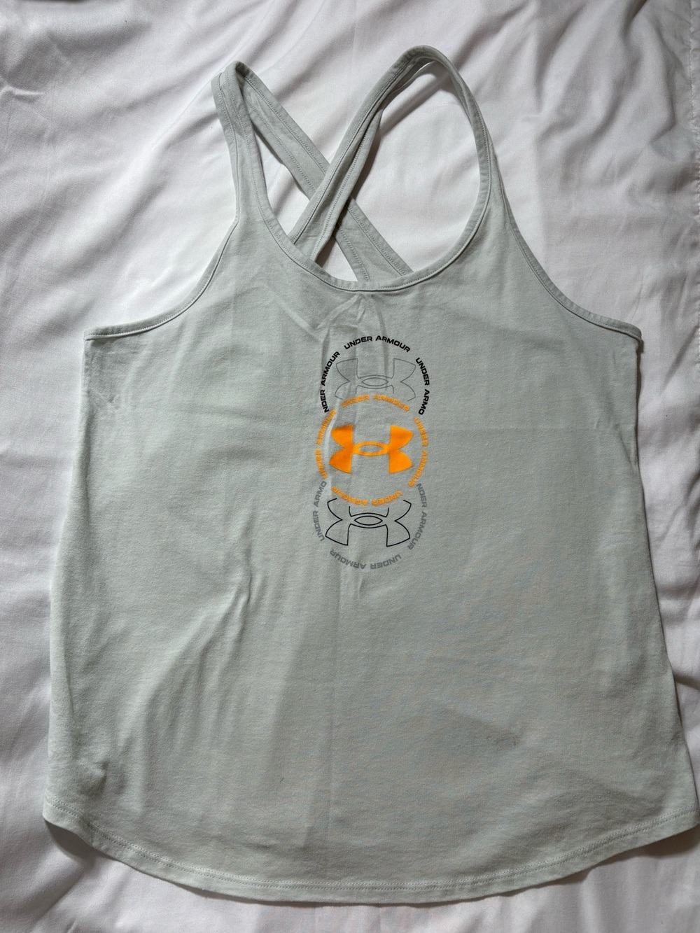 Under Armour Pale Gray Racerback Tank with Orange Logo